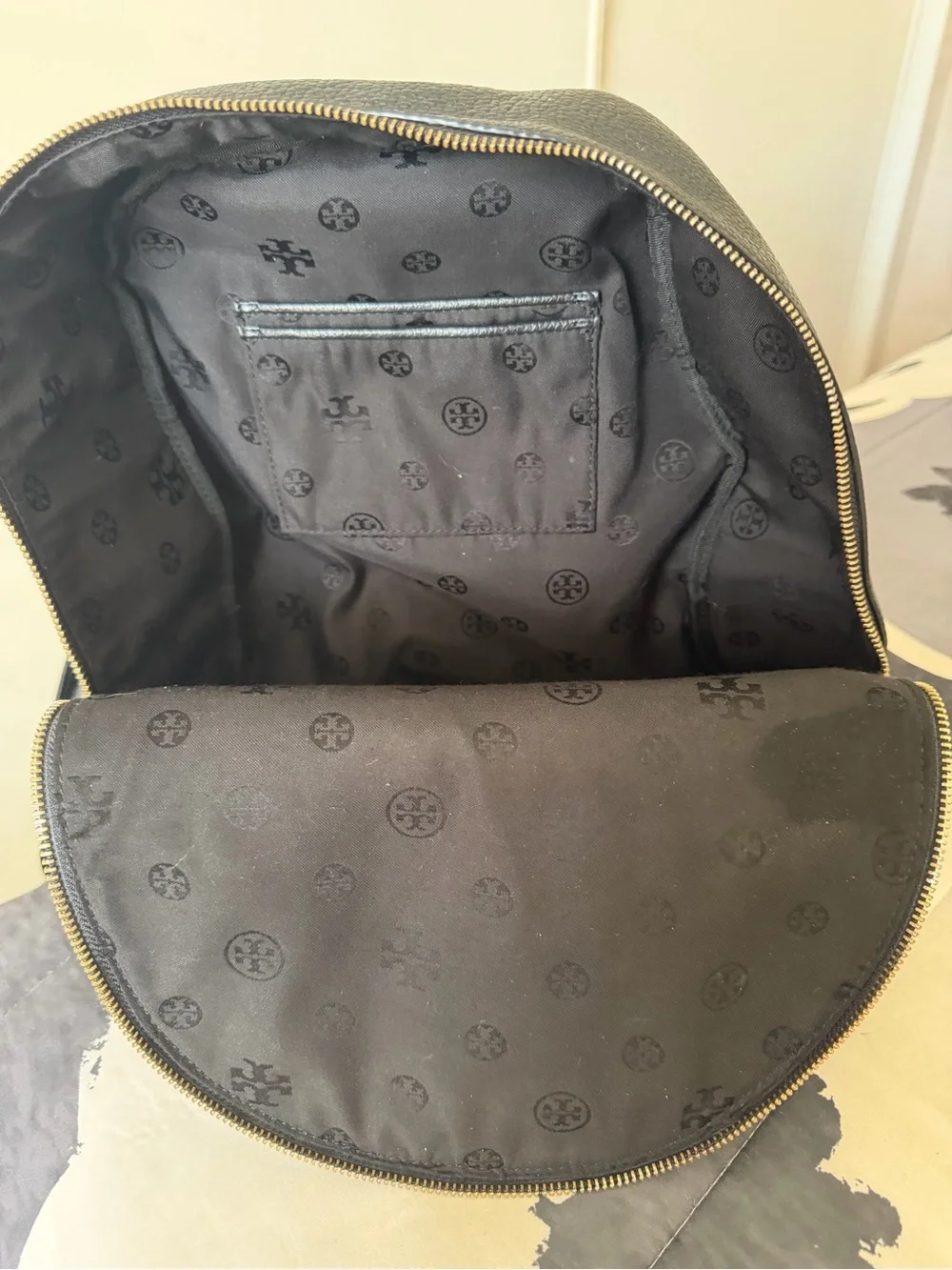 Tory Burch EUC Black Pebbled Leather Backpack